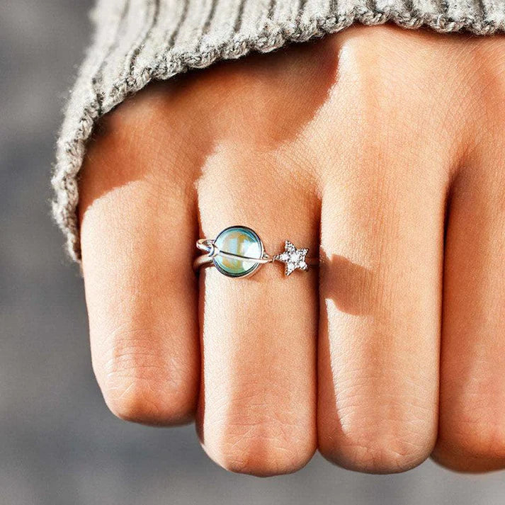 Star and Moon Spinner Ring